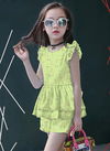 Dark Yellow Colour Bavv Western Children Western Wear Khadi Cotton Top And Short Capri Girls Wear Collection Bavv 05
